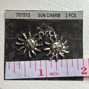 Set of two Sun Charms Metal Charms Bright Smiley Face 3/4” each New package